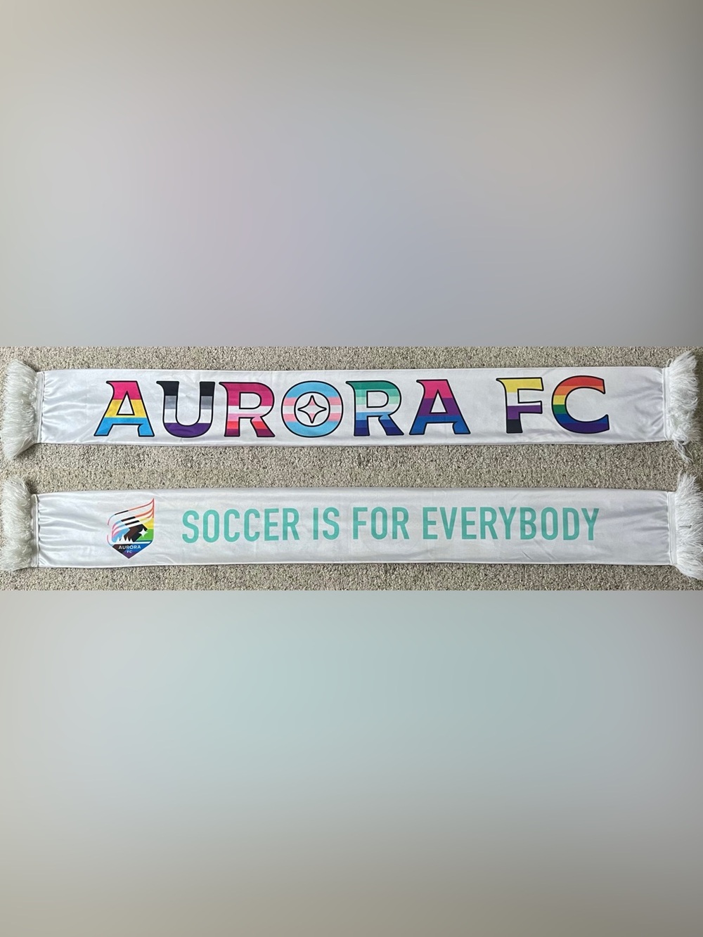 Aurora FC Soccer Is For Everybody Pride Soccer Scarf